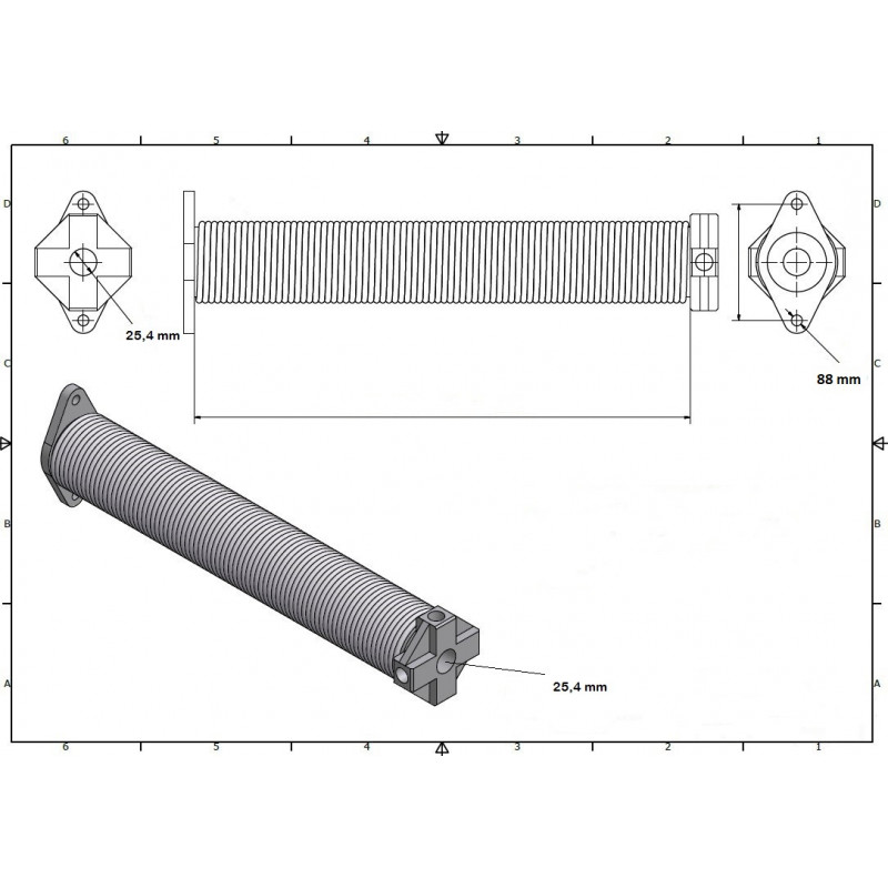 molla a torsione assemblata per porta sezionale diametro interno 50 mm, filo 5 mm